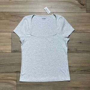 Old Navy Womens Short Sleeve Ribbed Square Neck Top Size Large Gray